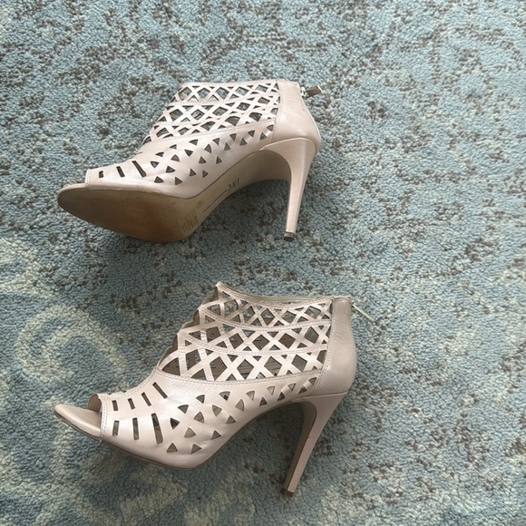 INC International Concepts Leather Rammee Open Toe Booties Sandals Pink 10 - Picture 4 of 9